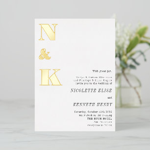 Modern Monogram Initials White Bold Wedding Gold