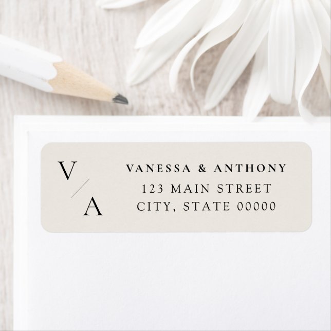 Modern Monogram Ivory Wedding Return Address (Insitu)