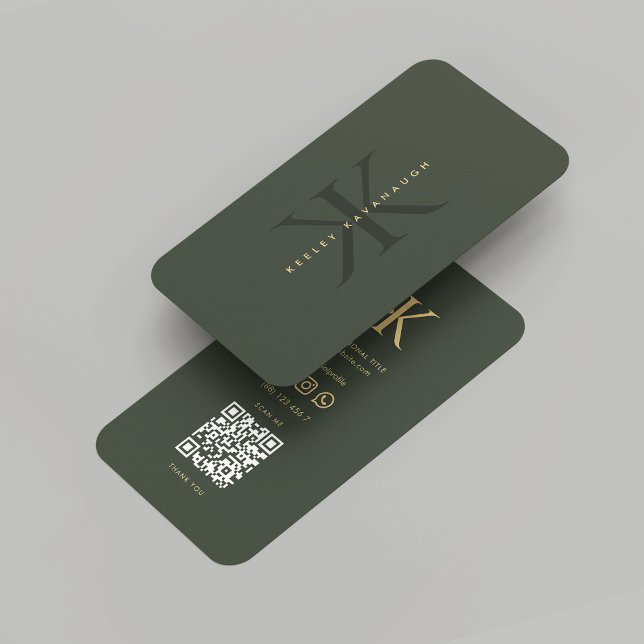 Modern Monogram K Dark Green Gold Professional Business Card (Modern Monogram K Dark Green Gold Professional Business Card
)