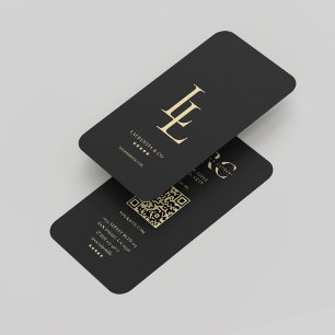 Modern Monogram L Elegant Company Logo Black Gold Business Card