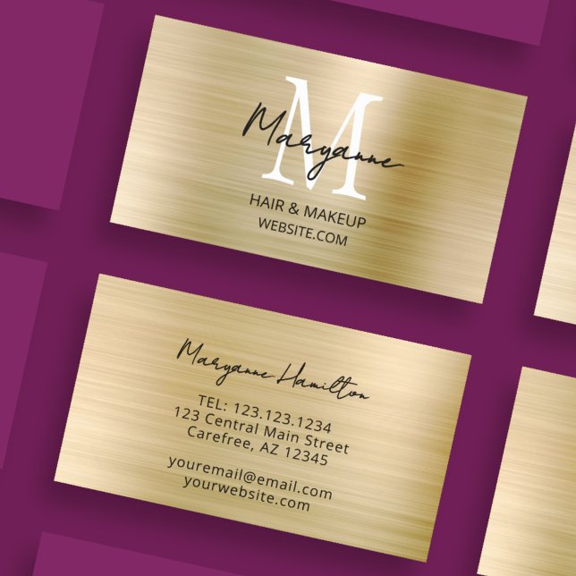 Modern Monogram Large Font Gold Business Card (Creator Uploaded)