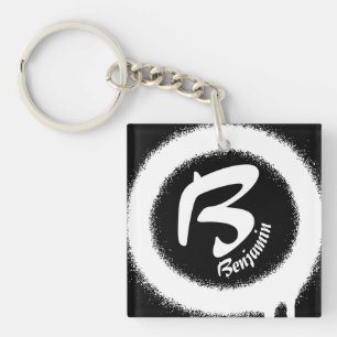 Modern Monogram Letter B Personalised Name Keychai Key Ring