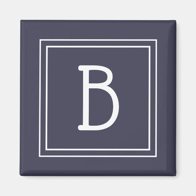 Modern Monogram Letter Initial Template Blue White Magnet (Front)