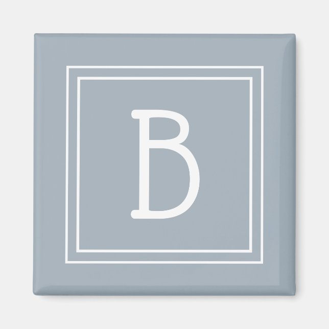 Modern Monogram Letter Initial Template Blue White Magnet (Front)