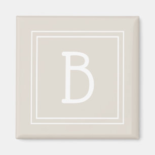 Modern Monogram Letter Initial Template Unique Tan Magnet