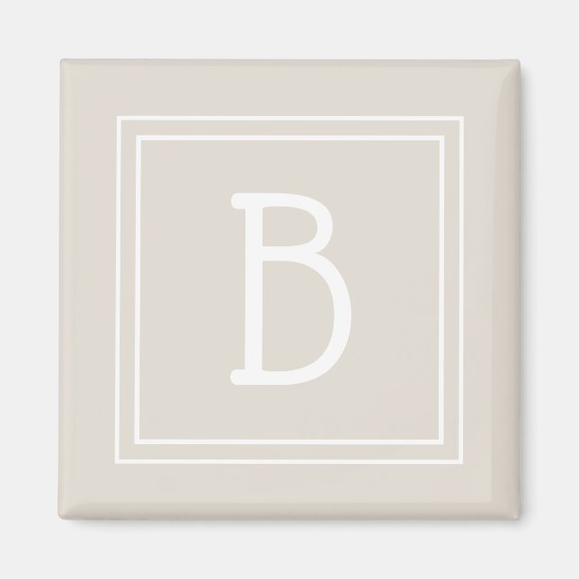 Modern Monogram Letter Initial Template Unique Tan Magnet (Front)