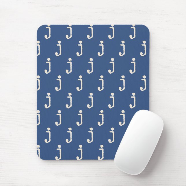 Modern Monogram Letter Typewriter Typography Blue Mouse Pad (With Mouse)