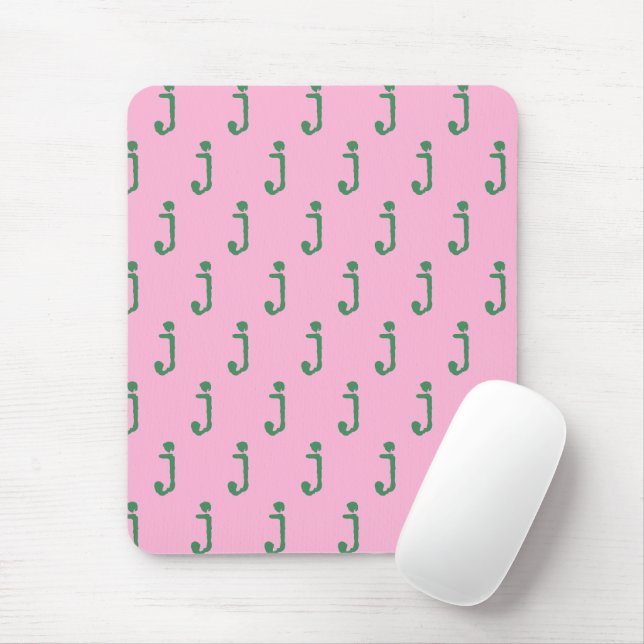 Modern Monogram Letter Typewriter Typography Pink  Mouse Pad (With Mouse)
