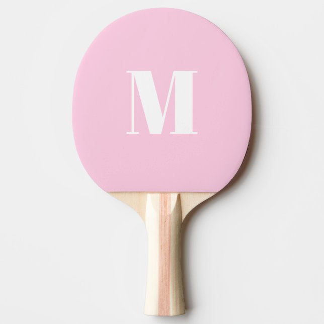 Modern monogram light pink custom initial letter ping pong paddle (Front)