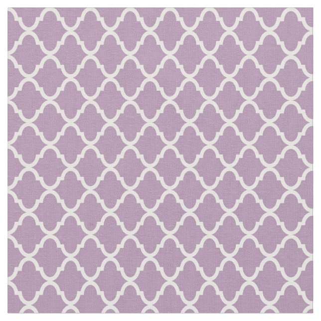 Modern Monogram Light Purple Quatrefoil Pattern Fabric (Close Up)