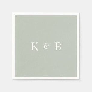 Modern Monogram Light Sage II Cocktail  Napkin