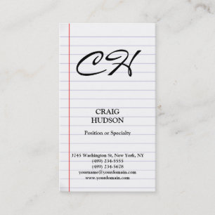 Modern Monogram Lined Paper Pattern Business Card