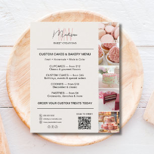 Modern Monogram Logo Bakery Menu QR