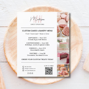 Modern Monogram Logo Bakery Menu QR White