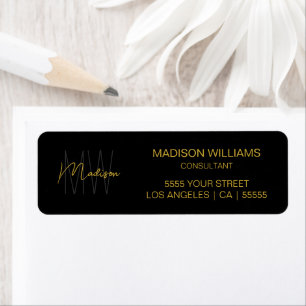 Modern Monogram Logo Black Gold Consultant Address