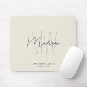 Modern Monogram Logo Cream Tan Consultant Mouse Pad