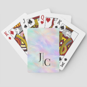 Modern Monogram Logo Iridescent Opal Stylish Playing Cards