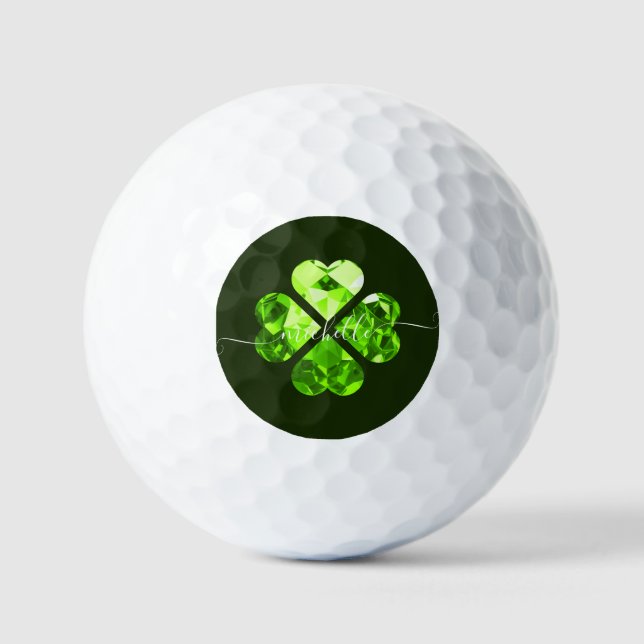 Modern Monogram Lucky Golf Lucky Clover  Golf Balls (Front)