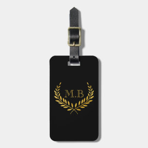 Modern Monogram Luggage Tag w/ leather strap