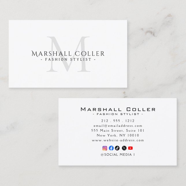 Modern Monogram Luxury Business Card (Front/Back)
