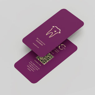 Modern Monogram Luxury Purple Gold Dentist Dental  Business Card