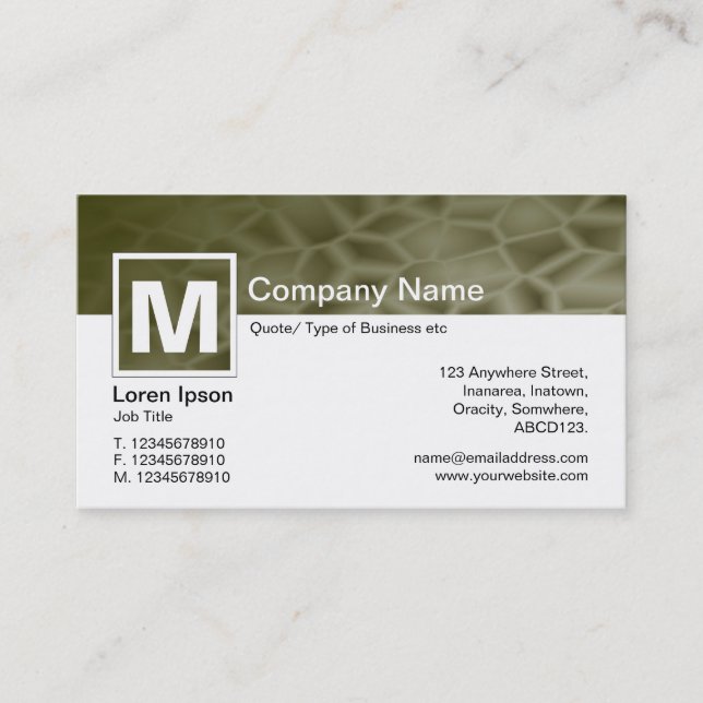 Modern Monogram - Manna Business Card (Front)