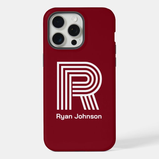 Modern Monogram Maroon  iPhone Case (Back)