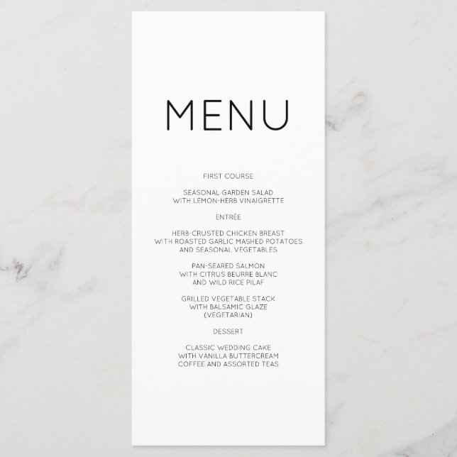 Modern Monogram Menu (Front)