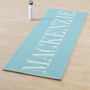 Modern Monogram Minimal Aqua White Yoga Mat