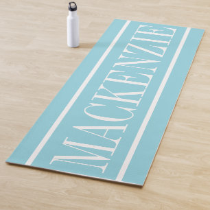 Modern Monogram Minimal Aqua White Yoga Mat