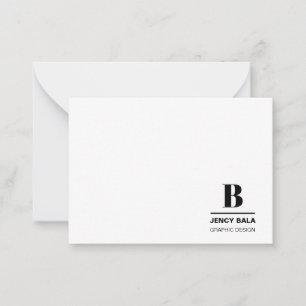 Modern Monogram   Minimal Black and White Design Card