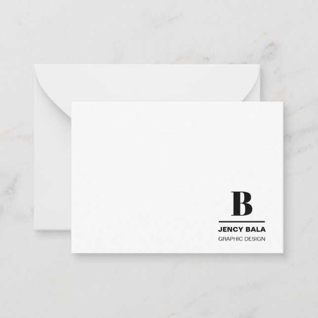 Modern Monogram | Minimal Black and White Design Card (Front)