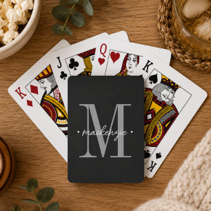 Modern Monogram Minimal Black White Playing Cards