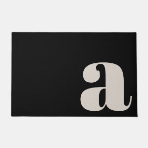 Modern Monogram Minimalist Bold Black Entryway Doormat