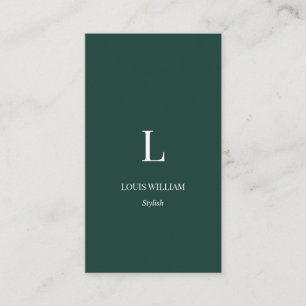 Modern Monogram Minimalist Professional Emerald Business Card