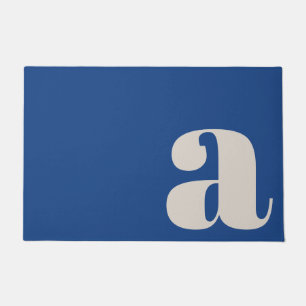 Modern Monogram Minimalist Vibrant Blue Entryway Doormat