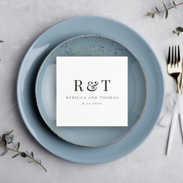 Modern Monogram Minimalist Wedding  Napkin (Creator Uploaded)