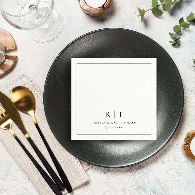 Modern Monogram Minimalist Wedding Napkin (Creator Uploaded)