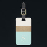 Modern Monogram Mint Green Gold Stripe Luggage Tag<br><div class="desc">Modern and chic,  this luggage features classic mint green and gold stripes and a customisable monogram. Add you name and address to the back for a truly personalised luggage tag.</div>