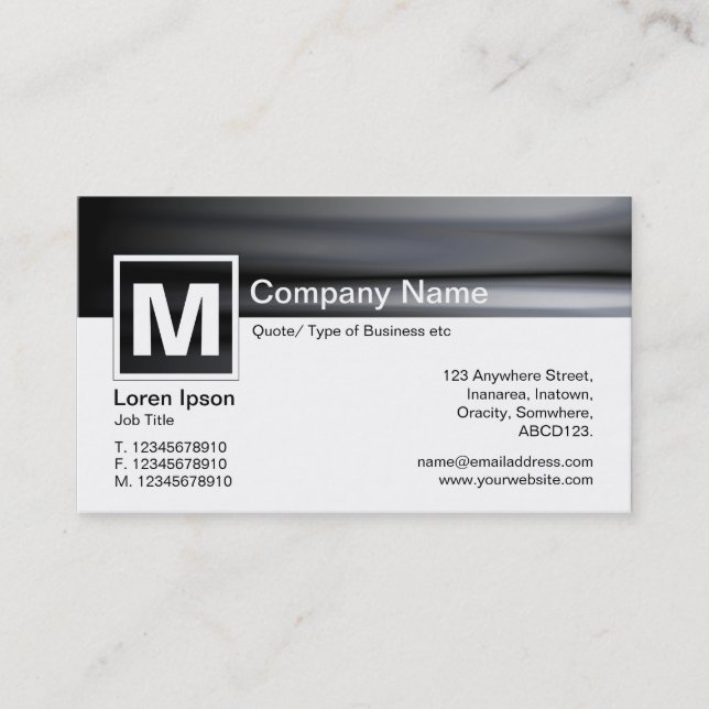 Modern Monogram - Motion Blur Business Card (Front)