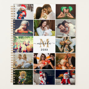 Modern Monogram & Name 14-Photo Collage Planner