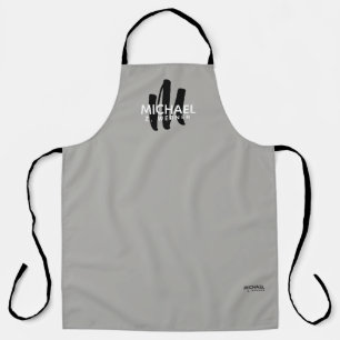 modern monogram name grey apron