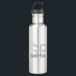 Modern Monogram Name Grey Silver Personalised  710 Ml Water Bottle<br><div class="desc">Professional and understated personalised silver and grey stainless steel water bottle with a simple custom masculine monogram with 2 initial letters,  and name you can edit to any fonts or colours to design a an elegant metal water bottle that looks great at the office or school.</div>