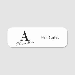Modern Monogram Name Hair Stylist Tag