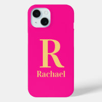 Modern Monogram Name Hot Pink