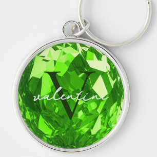 Modern Monogram Name Initials Peridot Premium Key Ring