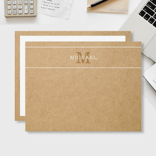 Modern Monogram Name Kraft Style Personalised Card