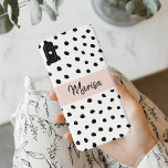 Modern Monogram Name | Pastel Pink & Black Dots Case-Mate iPhone Case<br><div class="desc">Modern Monogram Name | Pastel Pink & Black Dots</div>