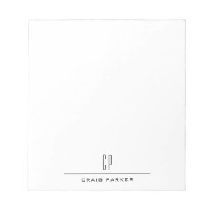 Modern Monogram Name Professional Plain Minimalist Notepad
