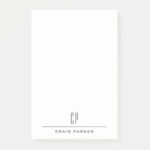 Modern Monogram Name Professional Plain Minimalist Post-it Notes
